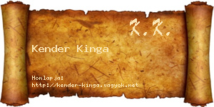 Kender Kinga névjegykártya